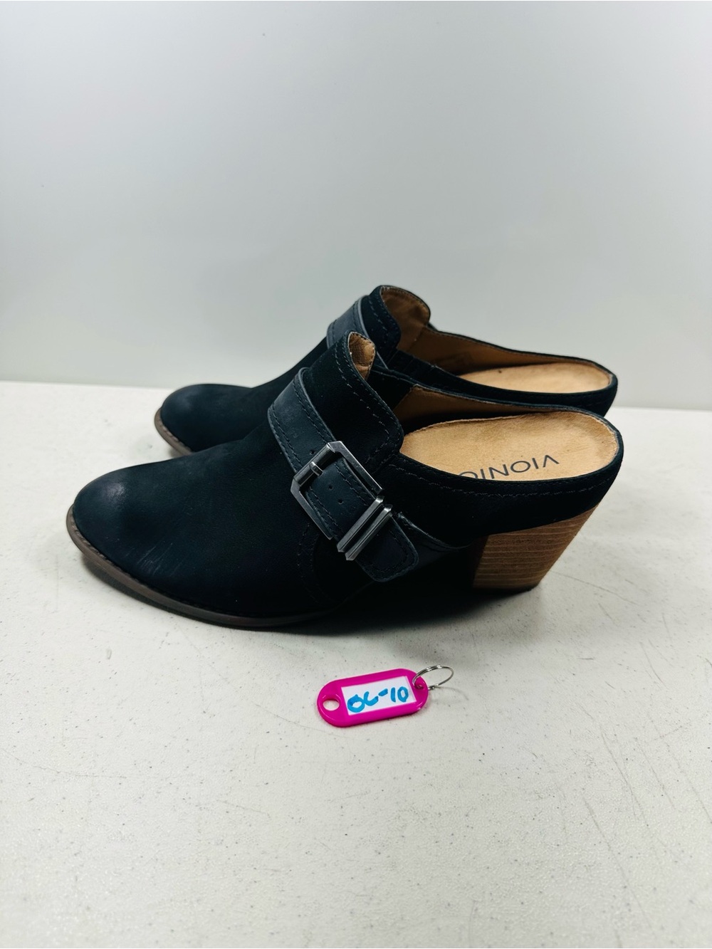 Vionic Cheyenne Mule Women's Size 8.5 Black Nubuck Block Heel Casual Shoe Comfy